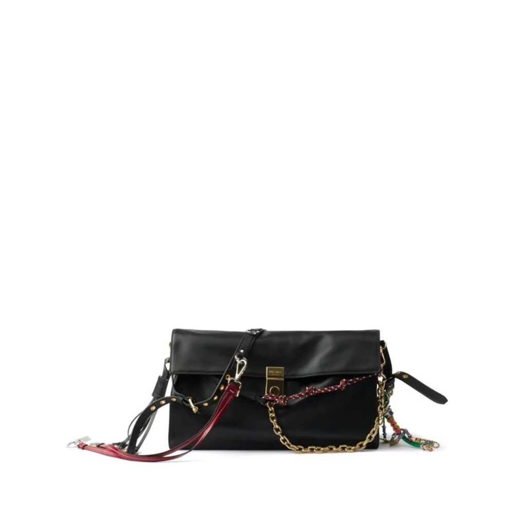 Prada Soft Sound Large Leather Shoulder Bag With Charms Women